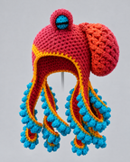 Crochet Octopus Beanie — Red Orange — product front [WB gallery 39/2]