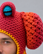 Crochet Octopus Beanie — Red Orange — fit detail [WB gallery 39/5]