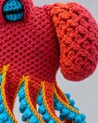 Crochet Octopus Beanie — Red Orange — material [WB gallery 39/4]