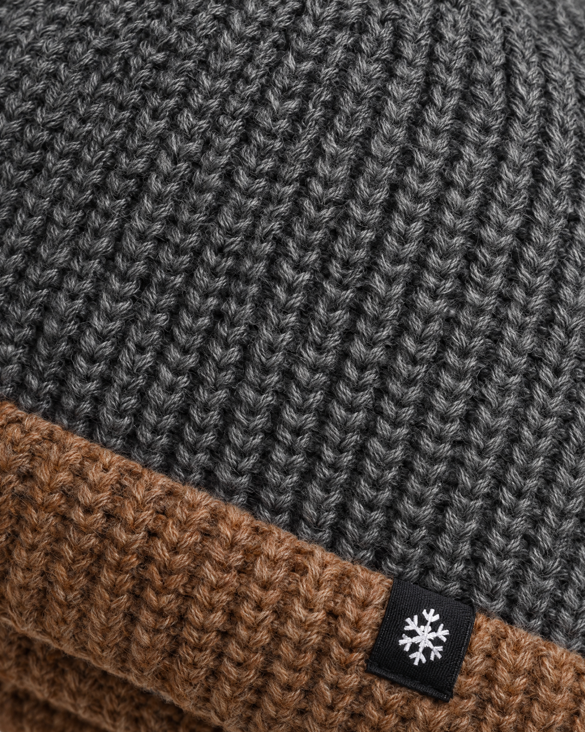 Men's Fleece-Lined Knit Beanie — Snowflake Logo Beanie - Gray — material [WB gallery 40/4]