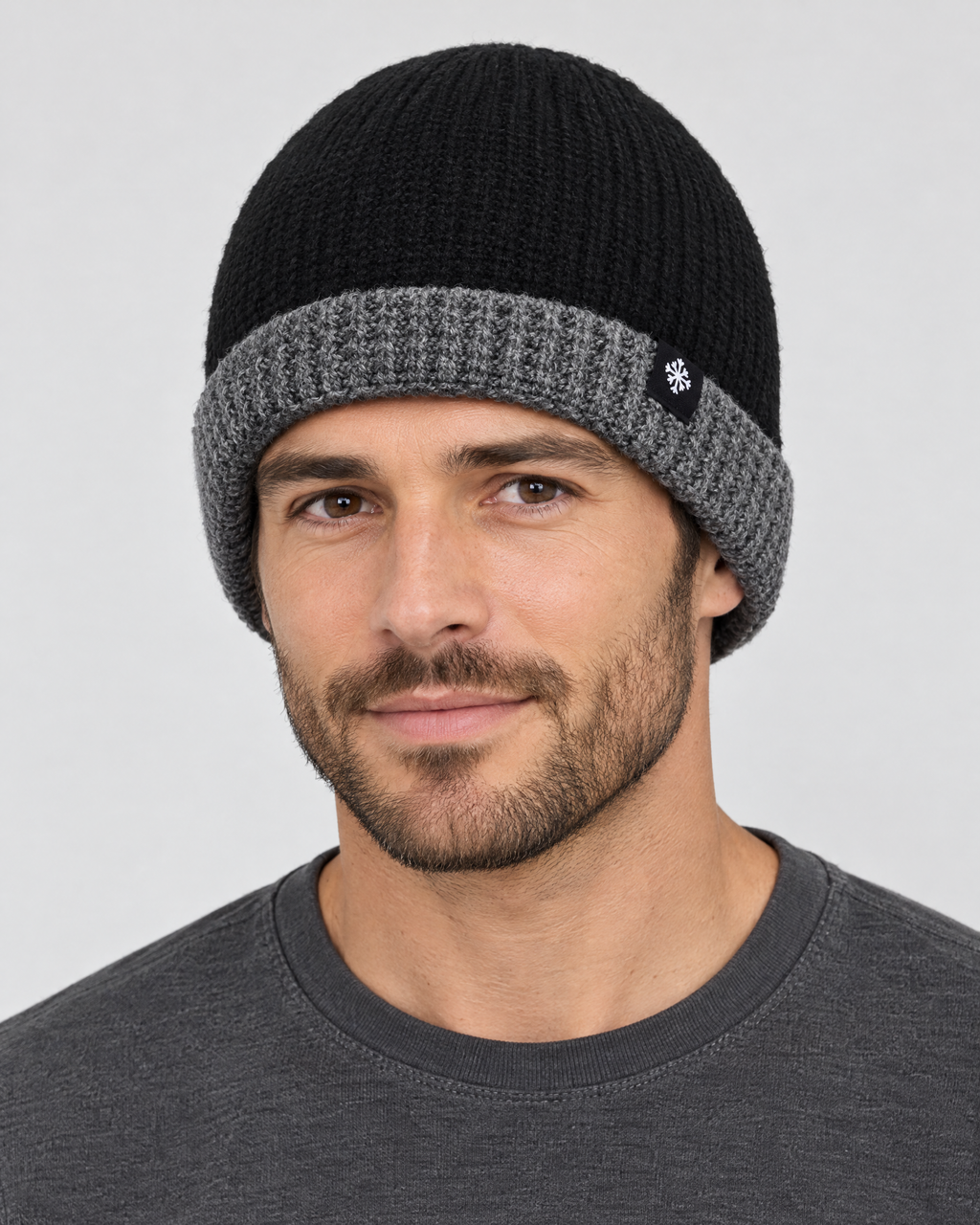 Men's Fleece-Lined Knit Beanie — Snowflake Logo Beanie - Black — hero [WB gallery 44/1]