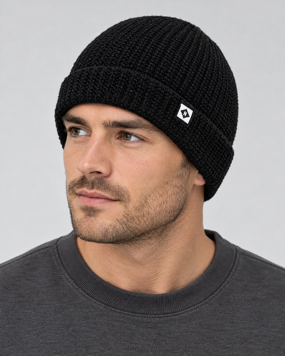 Men's Fleece-Lined Knit Beanie — Small N logo beanie - black — hero [WB gallery 45/1]