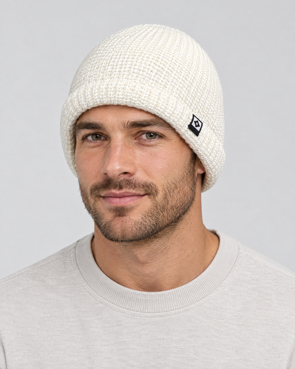 Men's Fleece-Lined Knit Beanie — Small N logo beanie - white — hero [WB gallery 46/1]