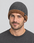 Men's Fleece-Lined Knit Beanie — Snowflake Logo Beanie - Gray — fit detail [WB gallery 40/5]