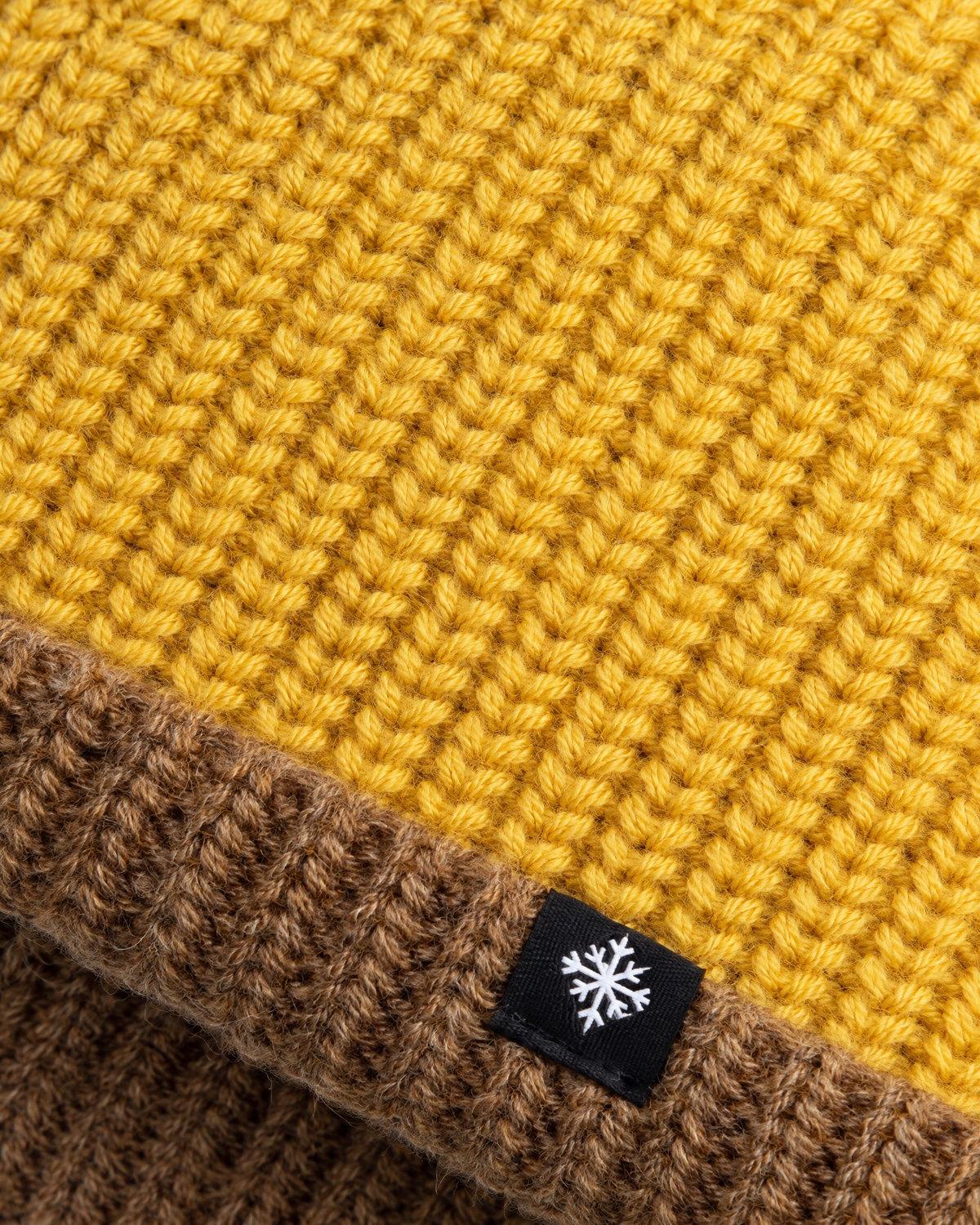 Men's Fleece-Lined Knit Beanie — Snowflake Logo Beanie - Yellow — material [WB gallery 41/4]