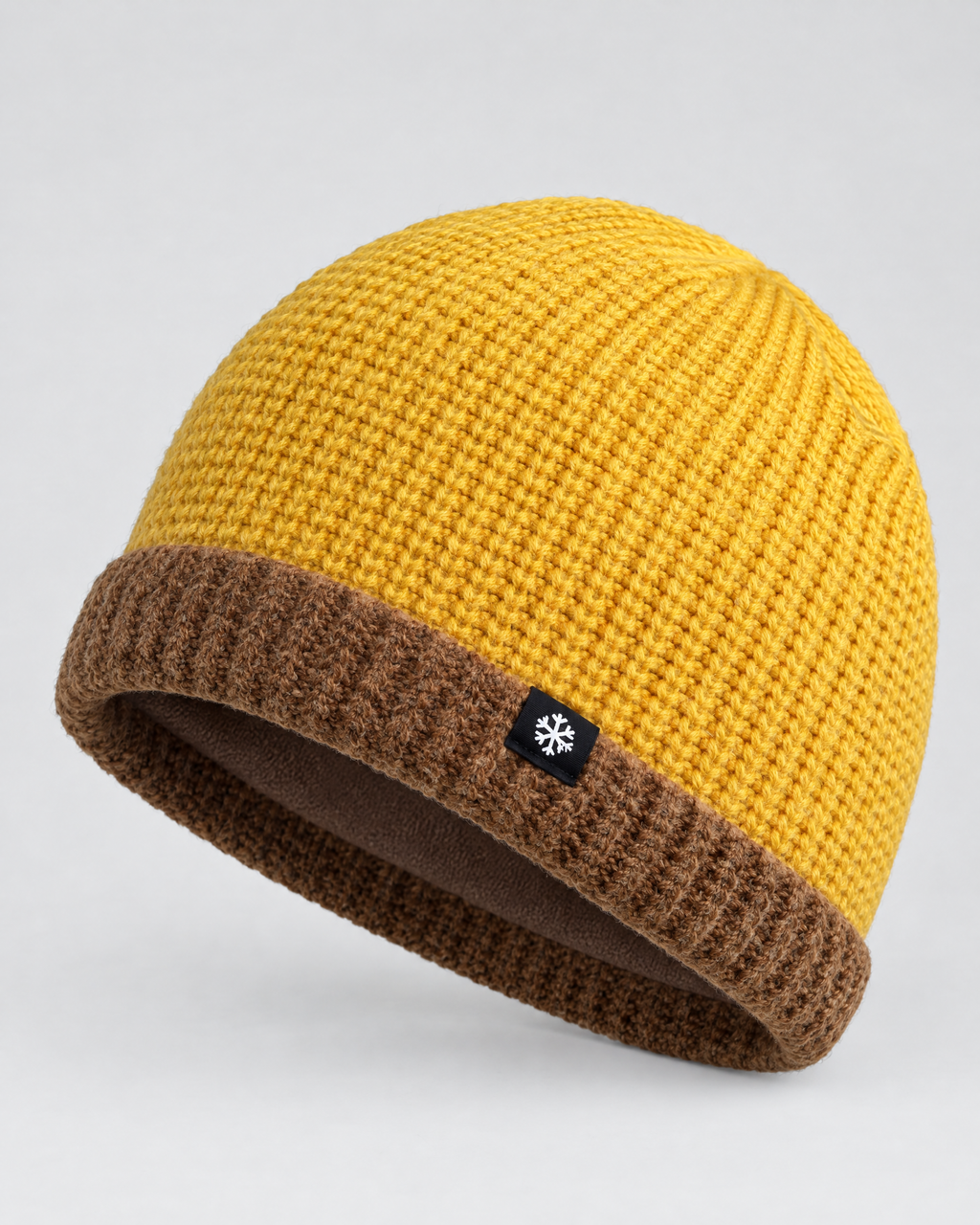 Men's Fleece-Lined Knit Beanie — Snowflake Logo Beanie - Yellow — product front [WB gallery 41/2]