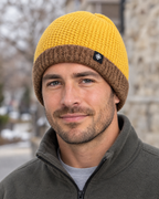 Men's Fleece-Lined Knit Beanie — Snowflake Logo Beanie - Yellow — lifestyle [WB gallery 41/6]