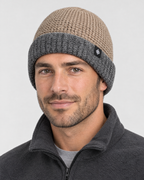 Men's Fleece-Lined Knit Beanie — Snowflake Logo Beanie - Khaki — fit detail [WB gallery 43/5]