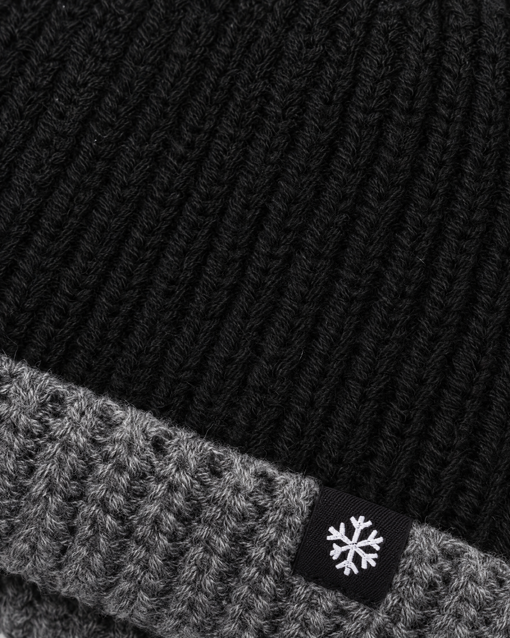 Men's Fleece-Lined Knit Beanie — Snowflake Logo Beanie - Black — material [WB gallery 44/4]