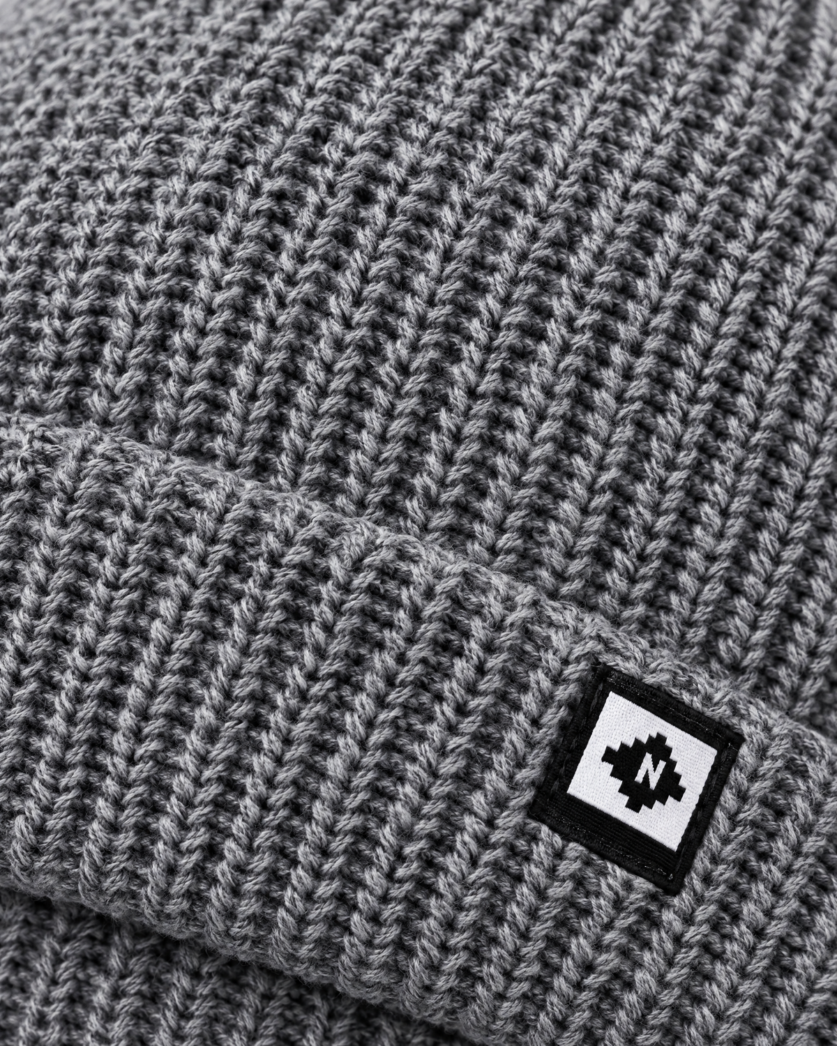Men's Fleece-Lined Knit Beanie — Small N logo beanie - gray — material [WB gallery 47/4]