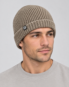 Men's Fleece-Lined Knit Beanie — Small N logo beanie - khaki — fit detail [WB gallery 50/5]