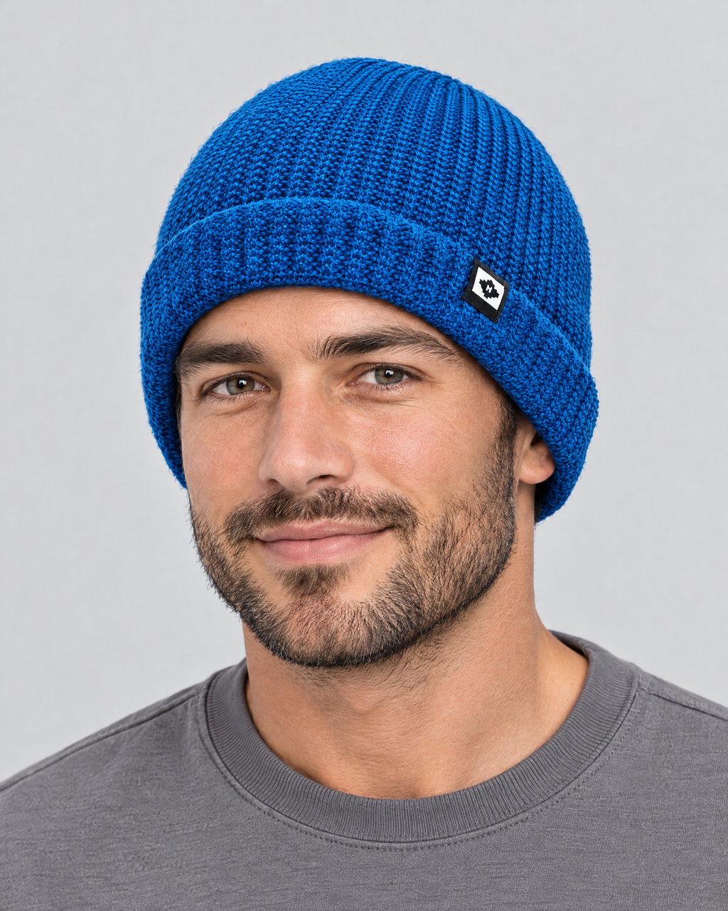 Men's Fleece-Lined Knit Beanie — Small N logo beanie - blue — fit detail [WB gallery 49/5]