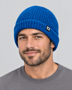 Men's Fleece-Lined Knit Beanie — Small N logo beanie - blue — fit detail [WB gallery 49/5]