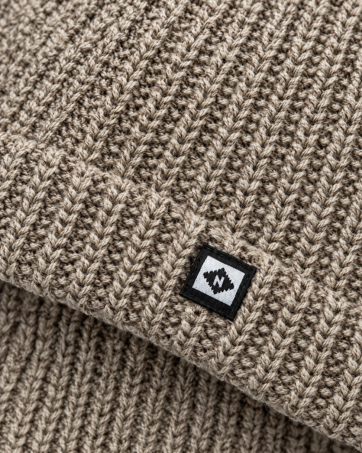 Men's Fleece-Lined Knit Beanie — Small N logo beanie - khaki — material [WB gallery 50/4]