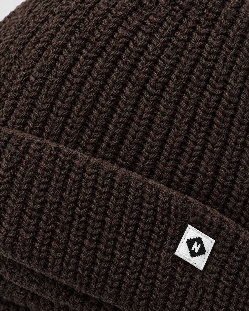 Men's Fleece-Lined Knit Beanie — Small N logo beanie - Coffee color — material [WB gallery 52/4]