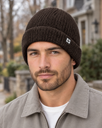 Men's Fleece-Lined Knit Beanie — Small N logo beanie - Coffee color — lifestyle [WB gallery 52/6]