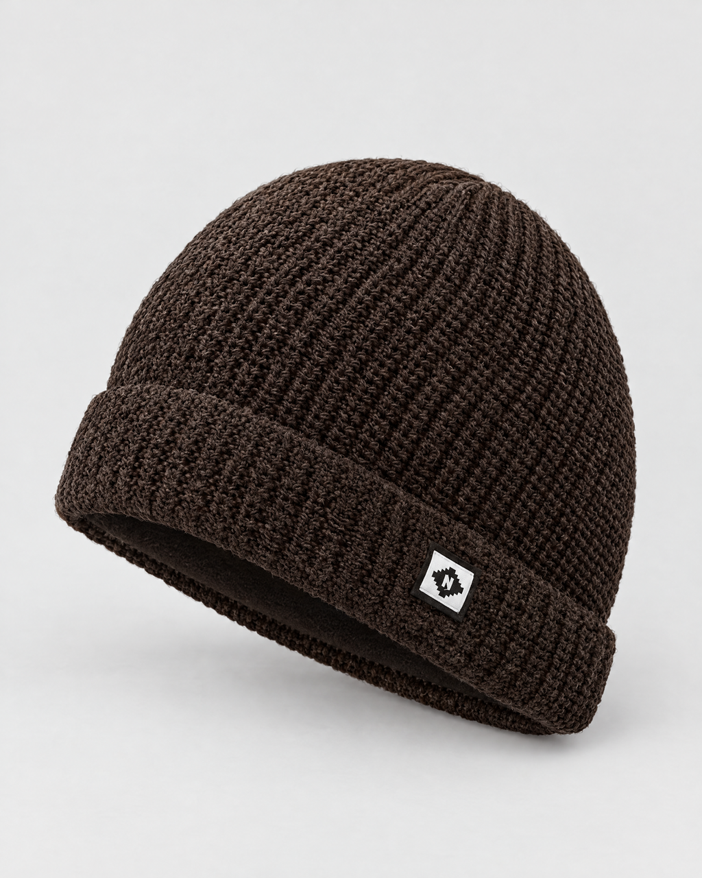 Men's Fleece-Lined Knit Beanie — Small N logo beanie - Coffee color — product front [WB gallery 52/2]