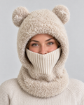 Plush Bear-Ear Hood - Adult & Kids — Adult Light Khaki — hero [WB gallery 54/1]