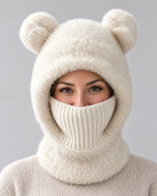 Plush Bear-Ear Hood - Adult & Kids — Adult White — fit detail [WB gallery 53/5]