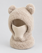 Plush Bear-Ear Hood - Adult & Kids — Adult Light Khaki — product front [WB gallery 54/2]
