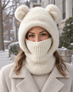 Plush Bear-Ear Hood - Adult & Kids — Adult White — lifestyle [WB gallery 53/6]