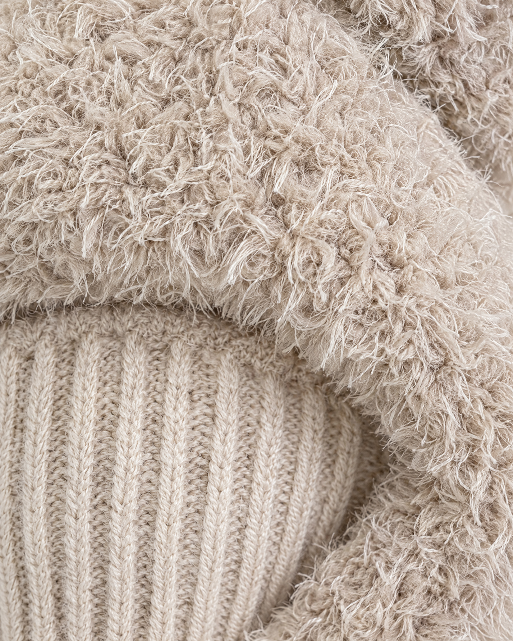 Plush Bear-Ear Hood - Adult & Kids — Adult Light Khaki — material [WB gallery 54/4]