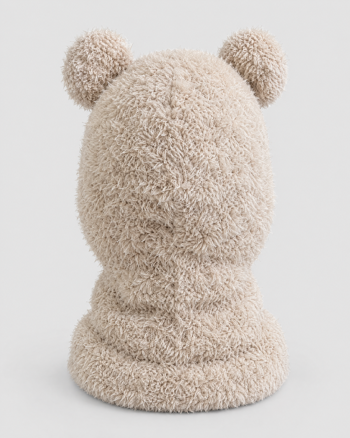 Plush Bear-Ear Hood - Adult & Kids — Adult Light Khaki — product back [WB gallery 54/3]