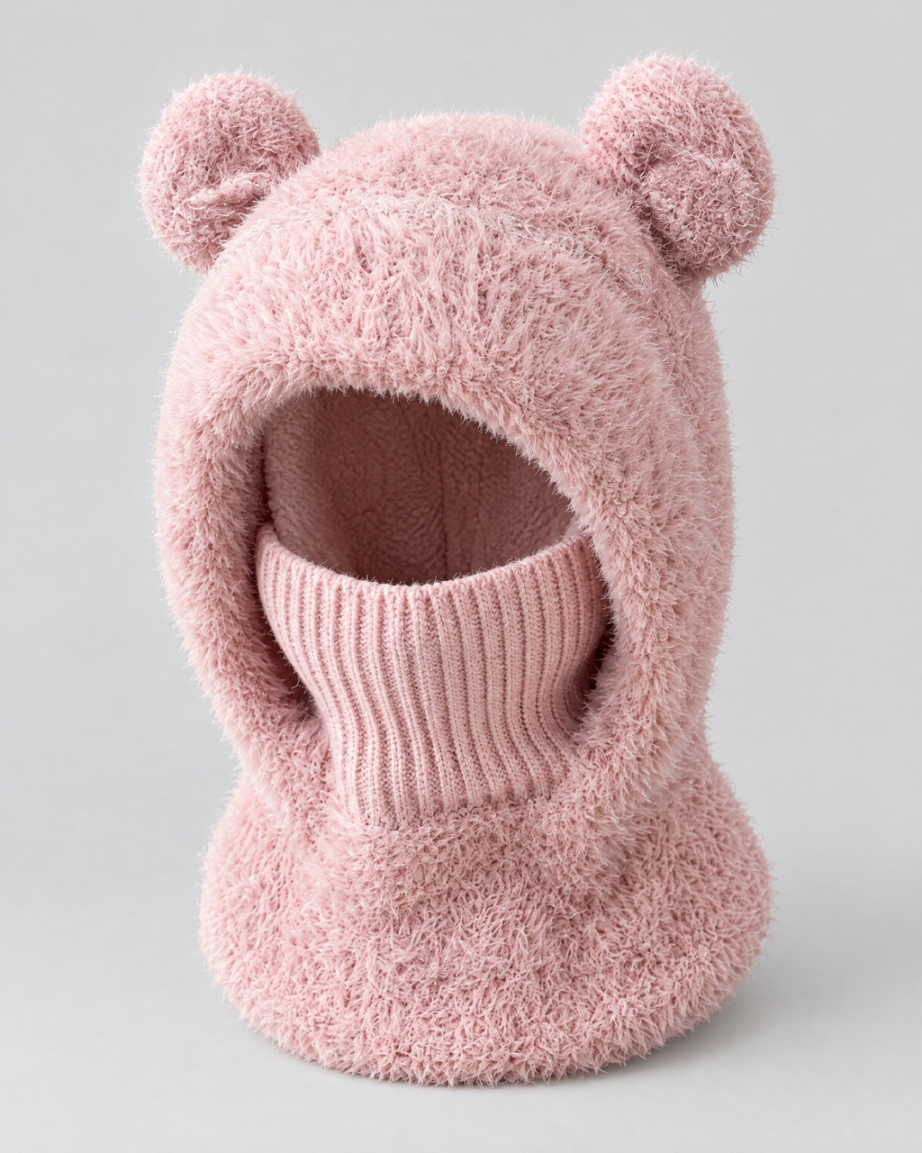 Plush Bear-Ear Hood - Adult & Kids — Adult Pink — product front [WB gallery 55/2]