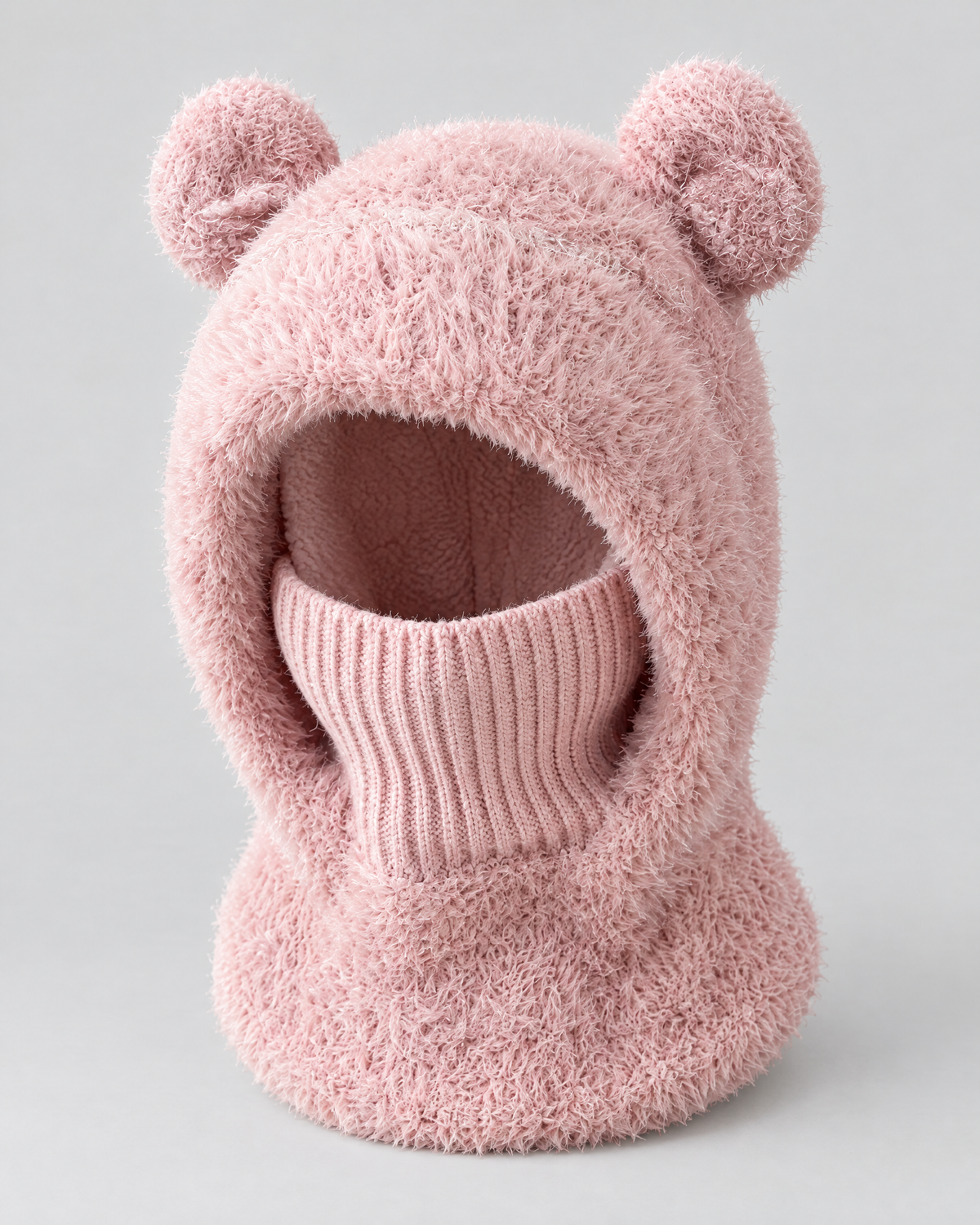 Plush Bear-Ear Hood - Adult & Kids — Adult Pink — product front [WB gallery 55/2]