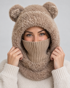 Plush Bear-Ear Hood - Adult & Kids — Adult Dark Khaki — hero [WB gallery 56/1]