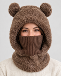 Plush Bear-Ear Hood - Adult & Kids — Adult Dark Brown — hero [WB gallery 57/1]