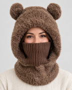 Plush Bear-Ear Hood - Adult & Kids — Adult Dark Brown — hero [WB gallery 57/1]