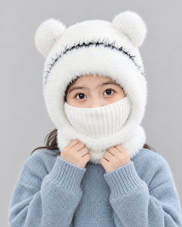 Plush Bear-Ear Hood - Adult & Kids — Kids White — hero [WB gallery 59/1]