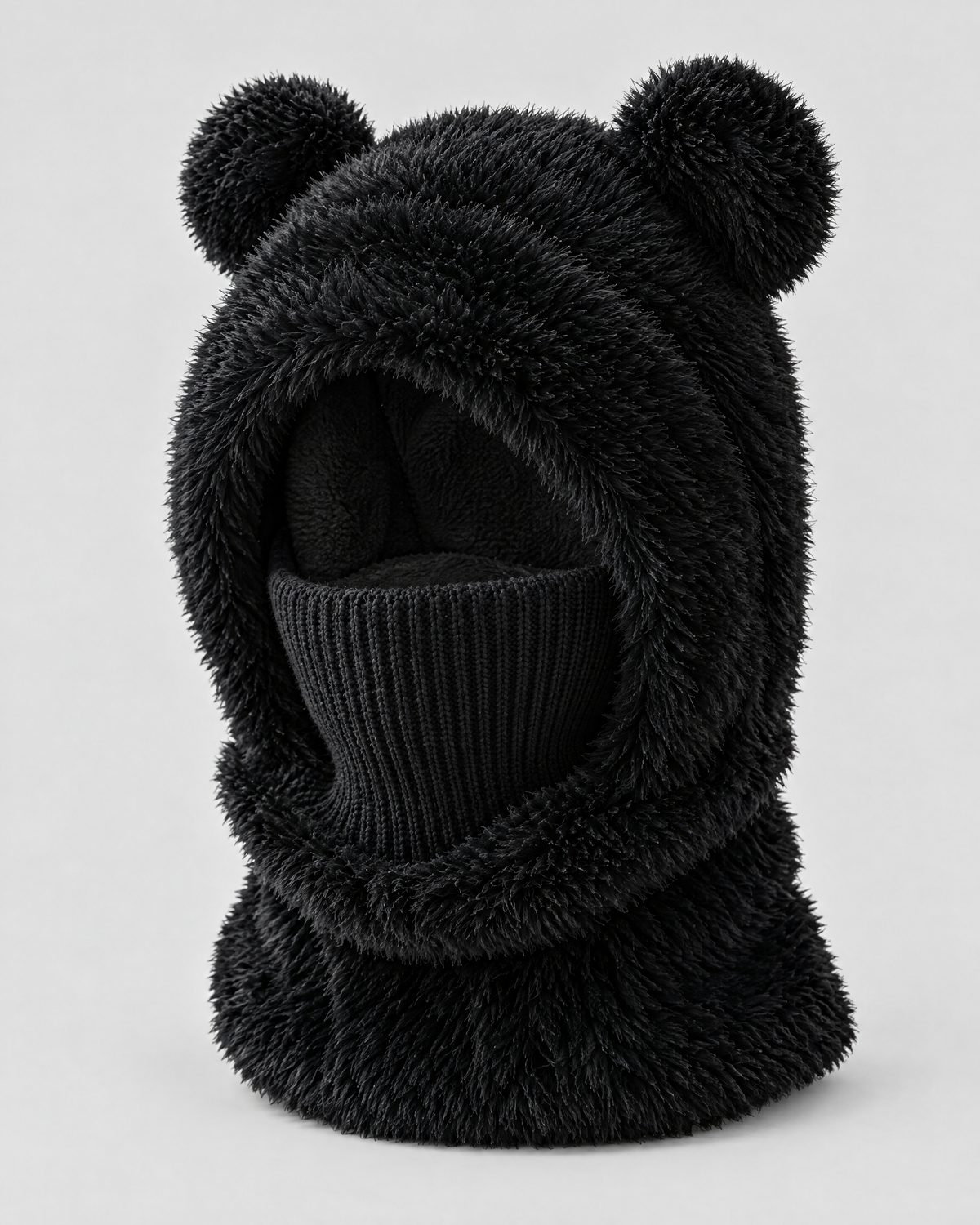 Plush Bear-Ear Hood - Adult & Kids — Adult Black — product front [WB gallery 58/2]