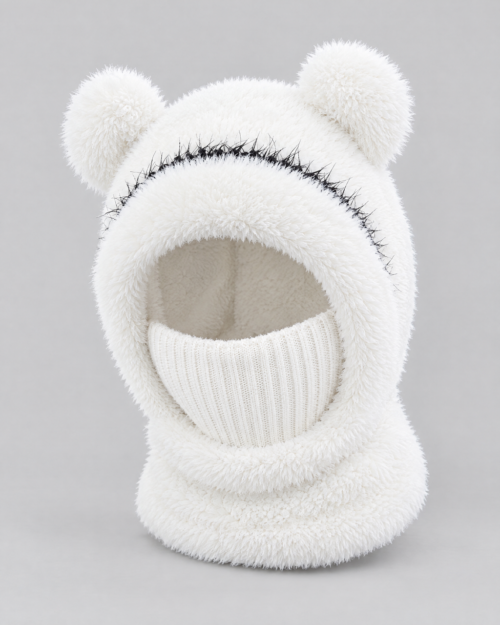 Plush Bear-Ear Hood - Adult & Kids — Kids White — product front [WB gallery 59/2]