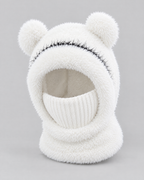 Plush Bear-Ear Hood - Adult & Kids — Kids White — product front [WB gallery 59/2]