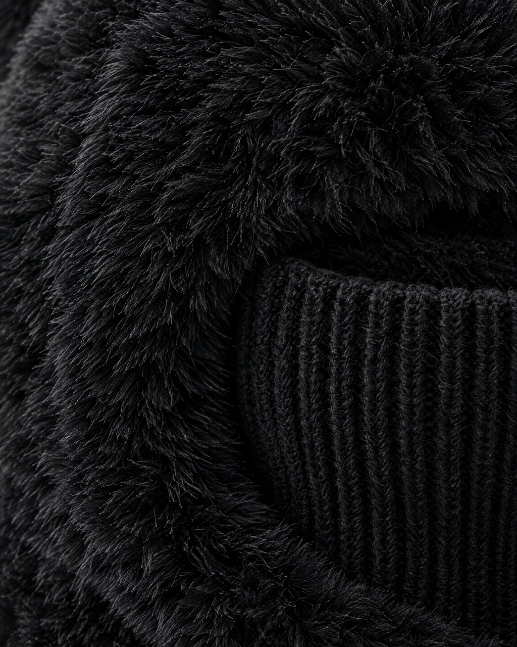 Plush Bear-Ear Hood - Adult & Kids — Adult Black — material [WB gallery 58/4]
