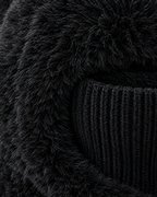 Plush Bear-Ear Hood - Adult & Kids — Adult Black — material [WB gallery 58/4]