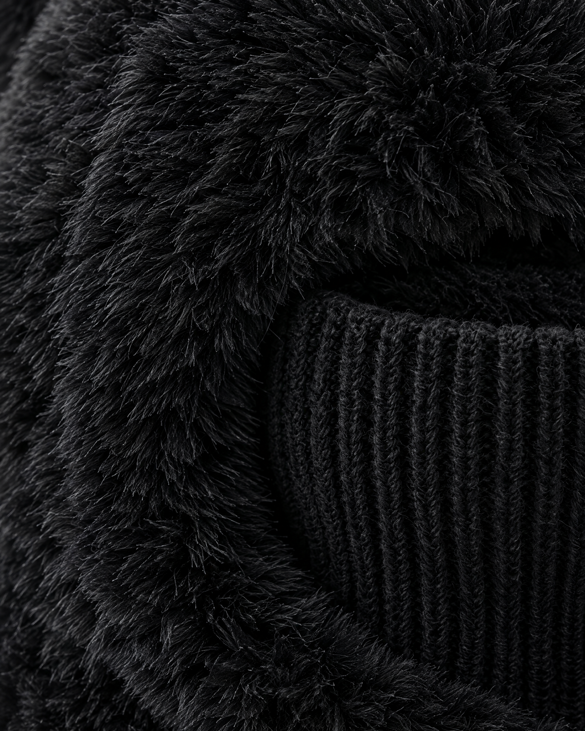 Plush Bear-Ear Hood - Adult & Kids — Adult Black — material [WB gallery 58/4]
