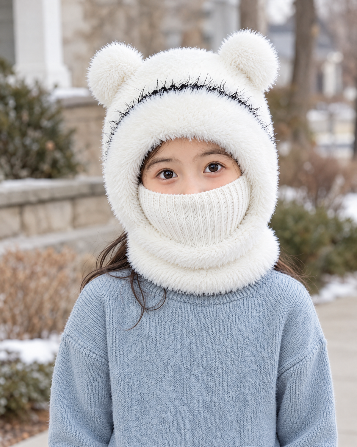 Plush Bear-Ear Hood - Adult & Kids — Kids White — lifestyle [WB gallery 59/6]