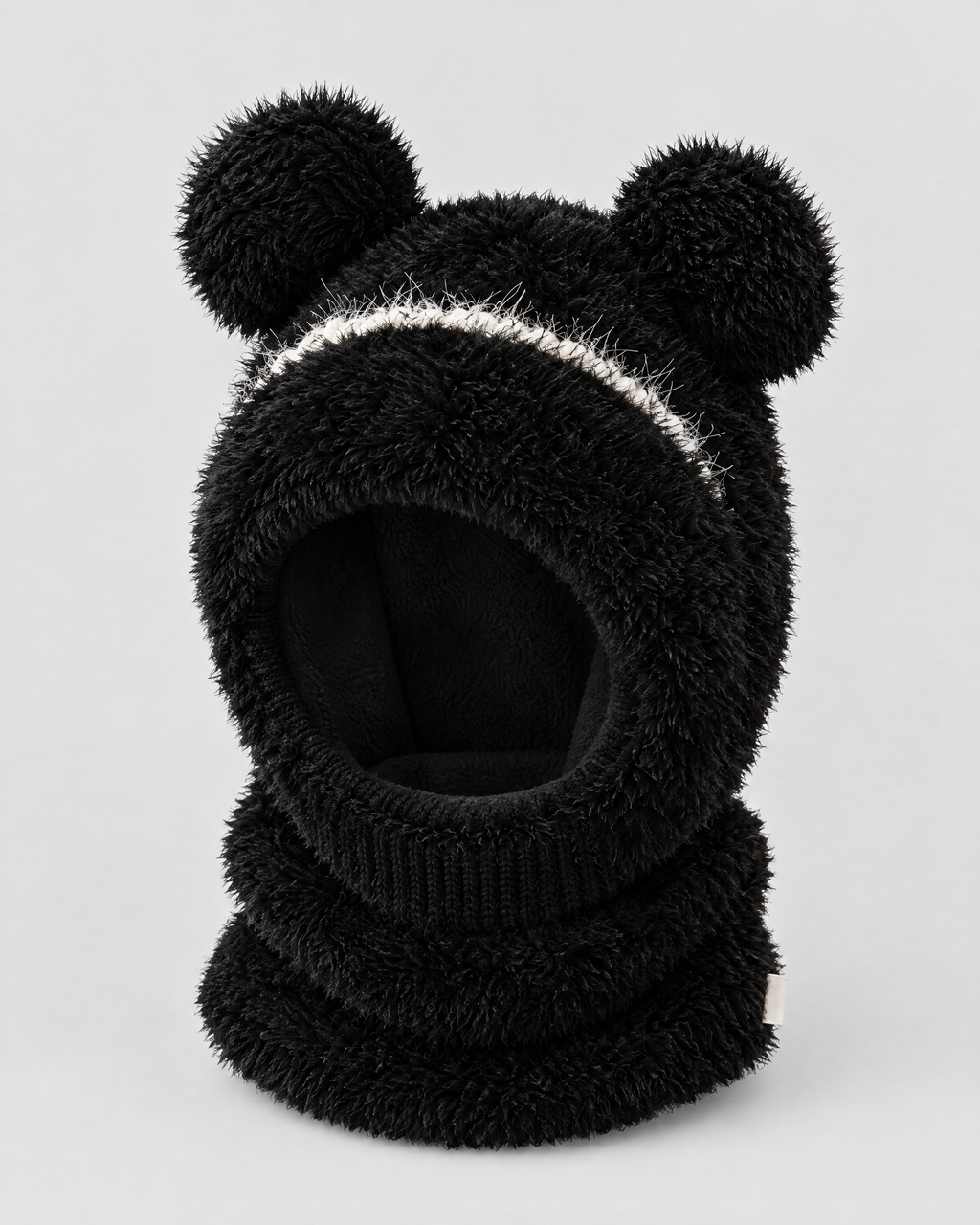 Plush Bear-Ear Hood - Adult & Kids — Kids Black — product front [WB gallery 61/2]