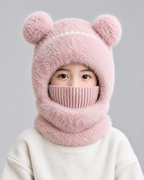 Plush Bear-Ear Hood - Adult & Kids — Kids Pink — fit detail [WB gallery 62/5]