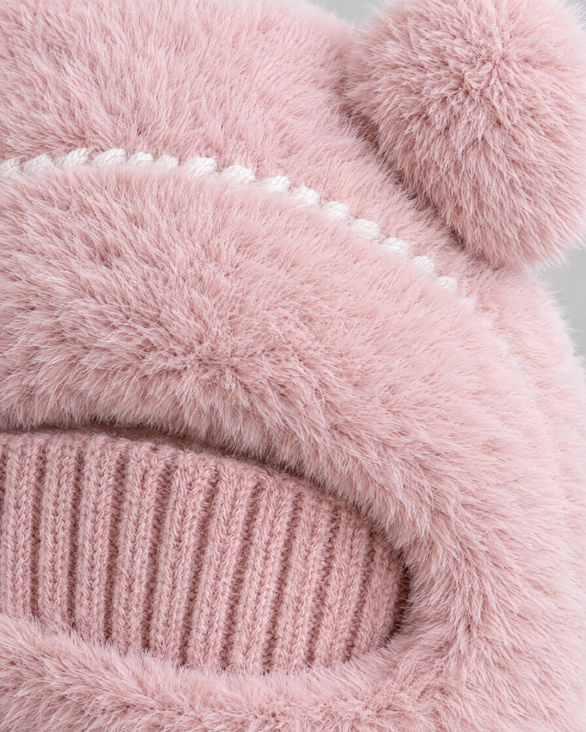 Plush Bear-Ear Hood - Adult & Kids — Kids Pink — material [WB gallery 62/4]