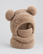 Plush Bear-Ear Hood - Adult & Kids — Kids Khaki — product front [WB gallery 63/2]