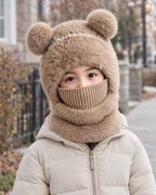 Plush Bear-Ear Hood - Adult & Kids — Kids Khaki — lifestyle [WB gallery 63/6]