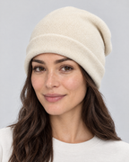 Everyday Knit Beanie — Off White — fit detail [WB gallery 64/5]
