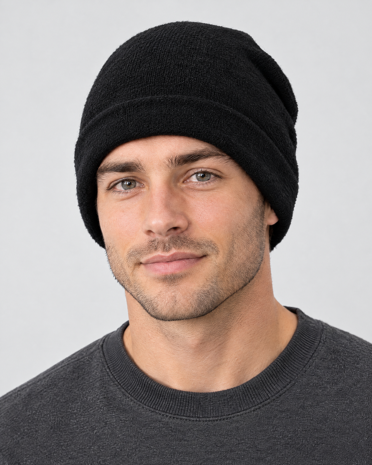 Everyday Knit Beanie — Black — fit detail [WB gallery 66/5]