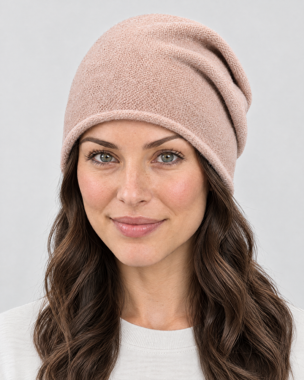 Everyday Knit Beanie — Lotus Pink — fit detail [WB gallery 67/5]