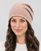 Everyday Knit Beanie — Lotus Pink — fit detail [WB gallery 67/5]