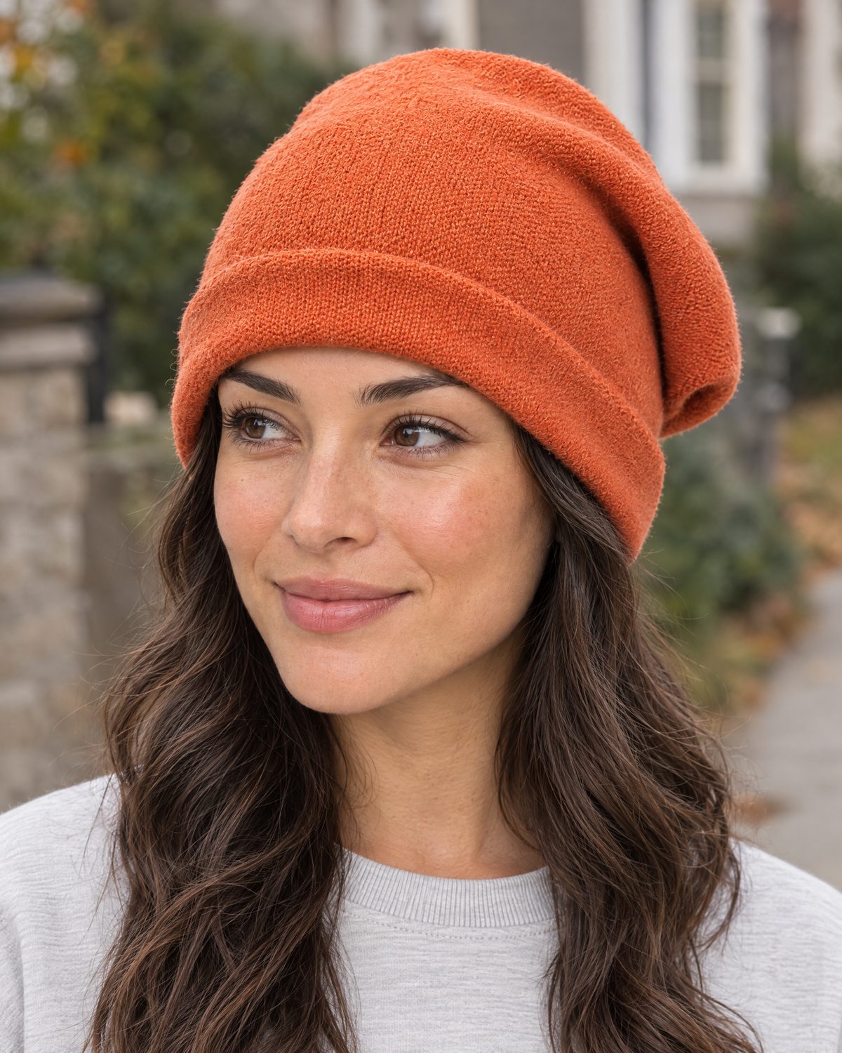 Everyday Knit Beanie — Tangerine — lifestyle [WB gallery 71/6]